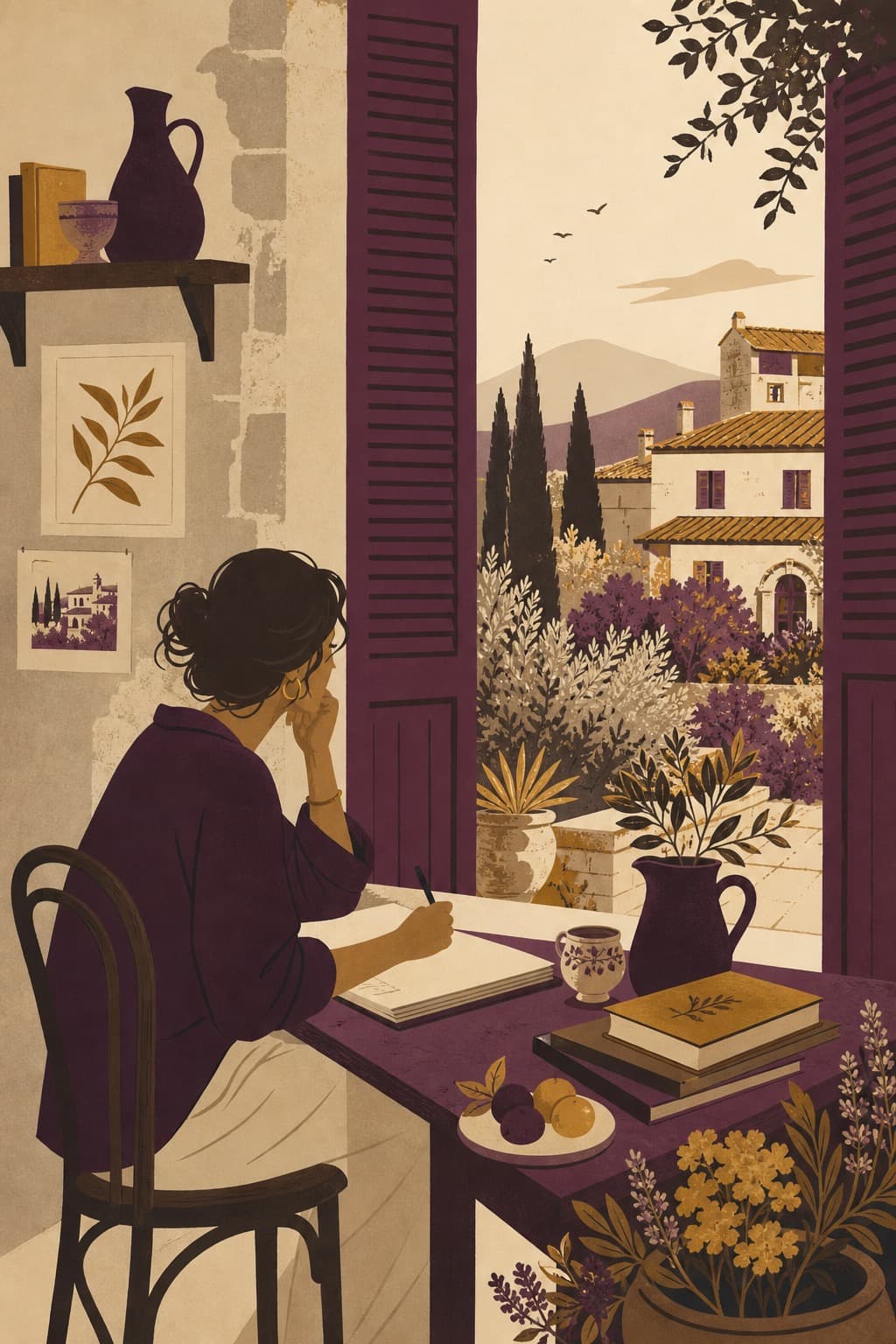 Illustrated travel scene representing the Creative Spirit archetype