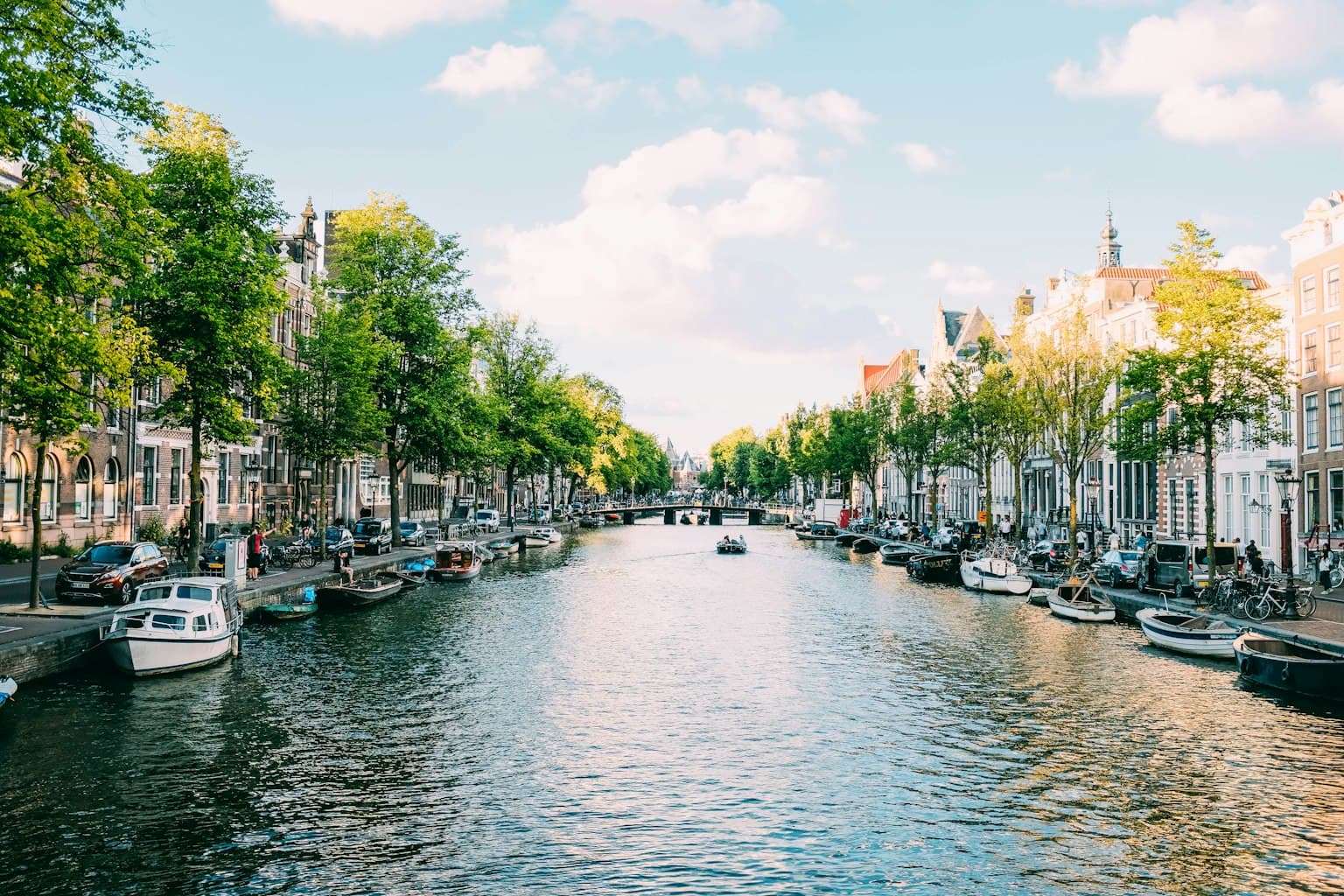Amsterdam cityscape with travel personality color overlay
