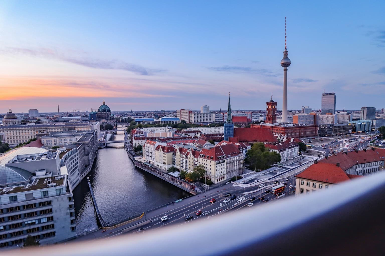 Berlin cityscape with travel personality color overlay