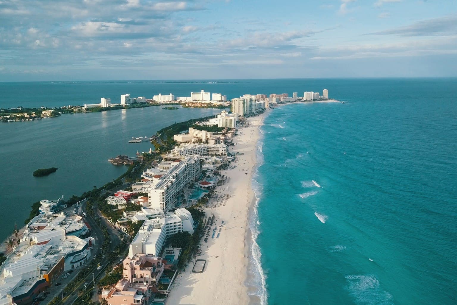 Cancún cityscape with travel personality color overlay