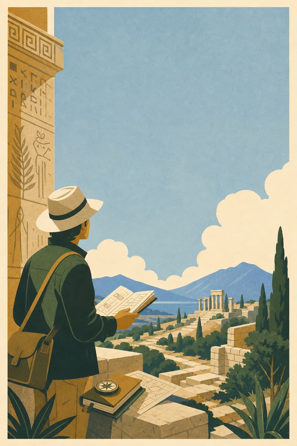Illustrated travel scene representing the Lifelong Learner archetype